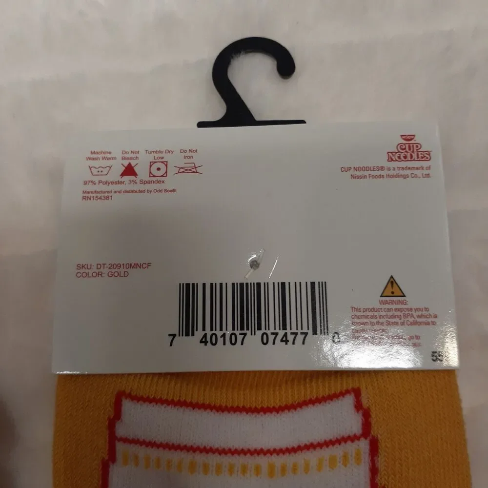 Nissin Cup Noodles Food Novelty 3 Pair Mens Adult Size 6-12 Socks NWT